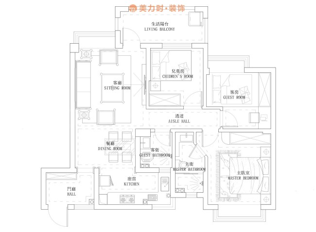 桃园居新中式 92㎡优雅三居室